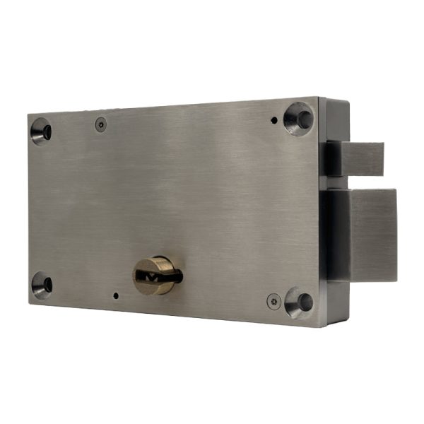 This image depicts a WLS-1770 Stainless Steel Mechanical Automatic Deadlatch Lock Standing horizontally