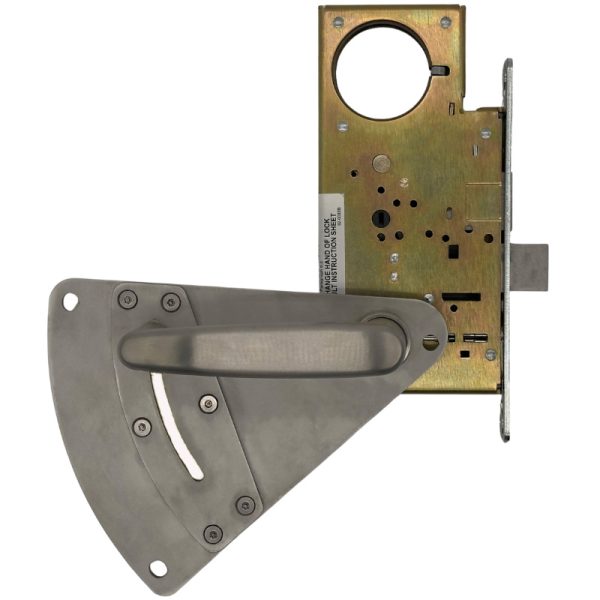 This image depicts a WLS-1100 series lock with an active trim kit installed from the left.