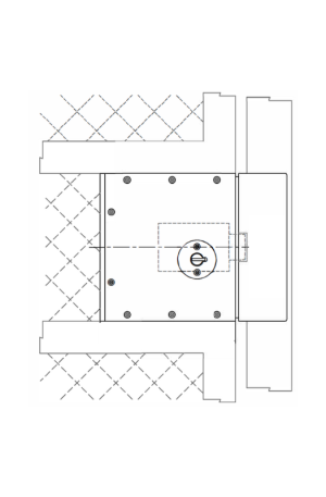 This image depicts a line rendering of a WLS-1780G mounted within a gate