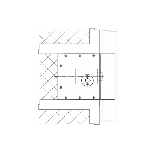 This image depicts a line rendering of a WLS-1780G mounted within a gate