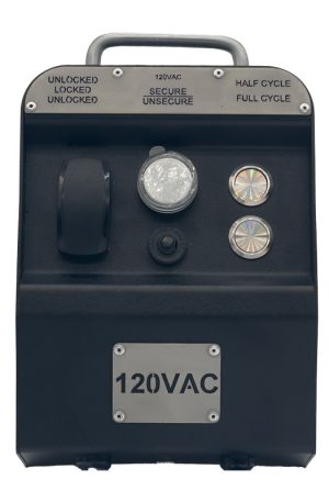 This image depicts a 120V electromechanical lock test box.